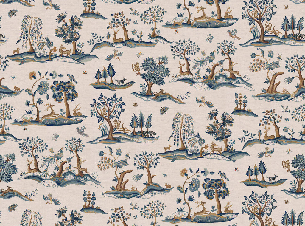 CW: Azure and chocolate white ground | BASE: Natural Luxury Linen