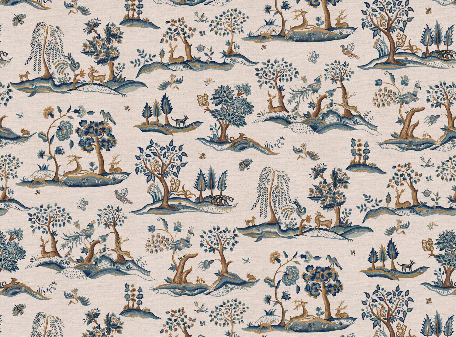 CW: Azure and chocolate white ground | BASE: Natural Luxury Linen