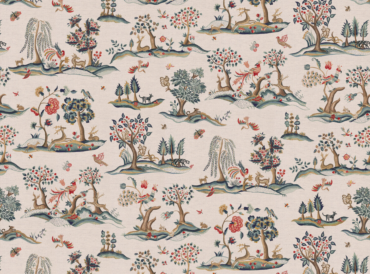 CW: Red and blue white ground | BASE: Natural Luxury Linen