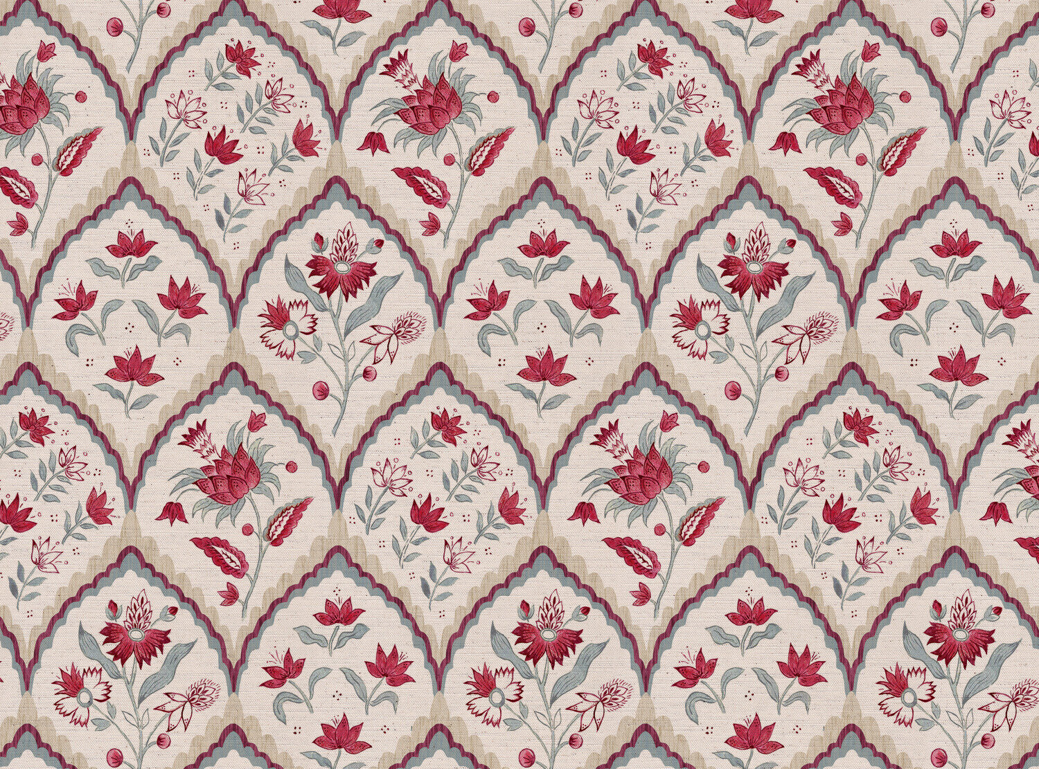 CW: Red and grey blue | BASE: Natural Luxury Linen