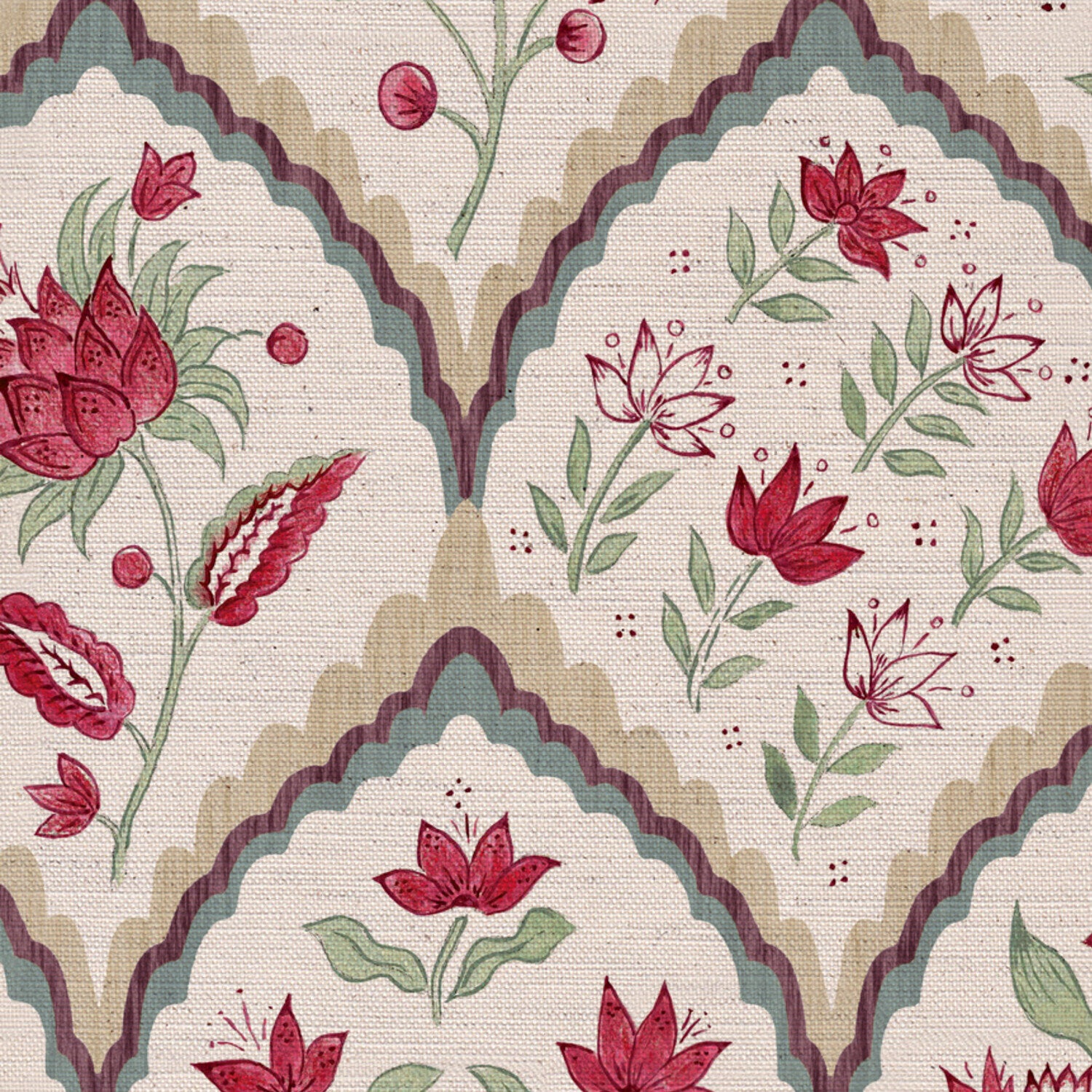 CW: Red green neutral and grey blue | BASE: Natural Luxury Linen | HERO