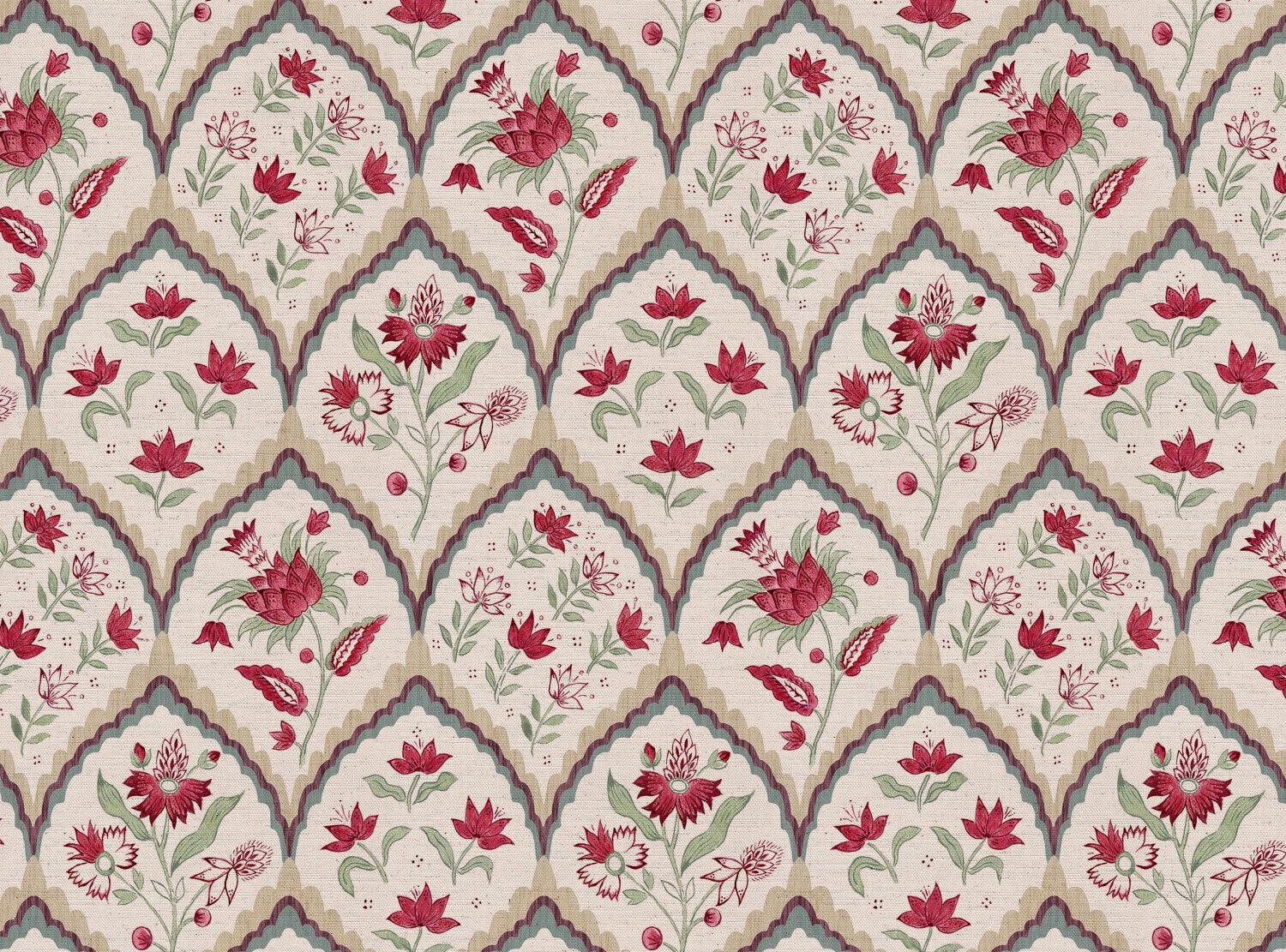 CW: Red green neutral and grey blue | BASE: Natural Luxury Linen