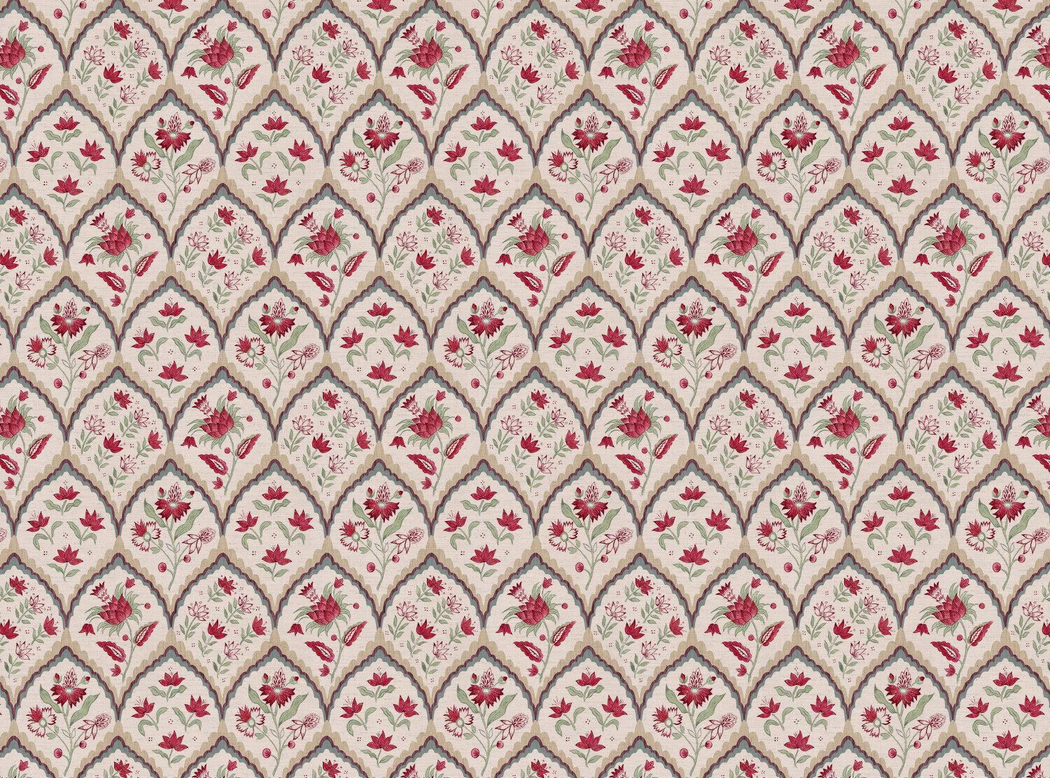 CW: Red green neutral and grey blue | BASE: Natural Luxury Linen