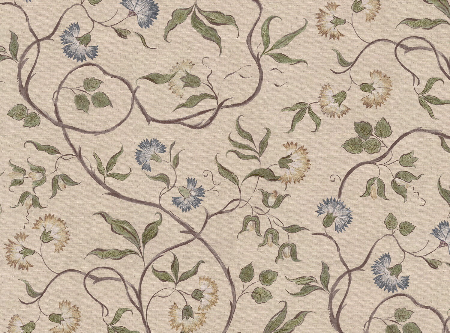 CW: Cream ground blue and green | BASE: Mercia Linen