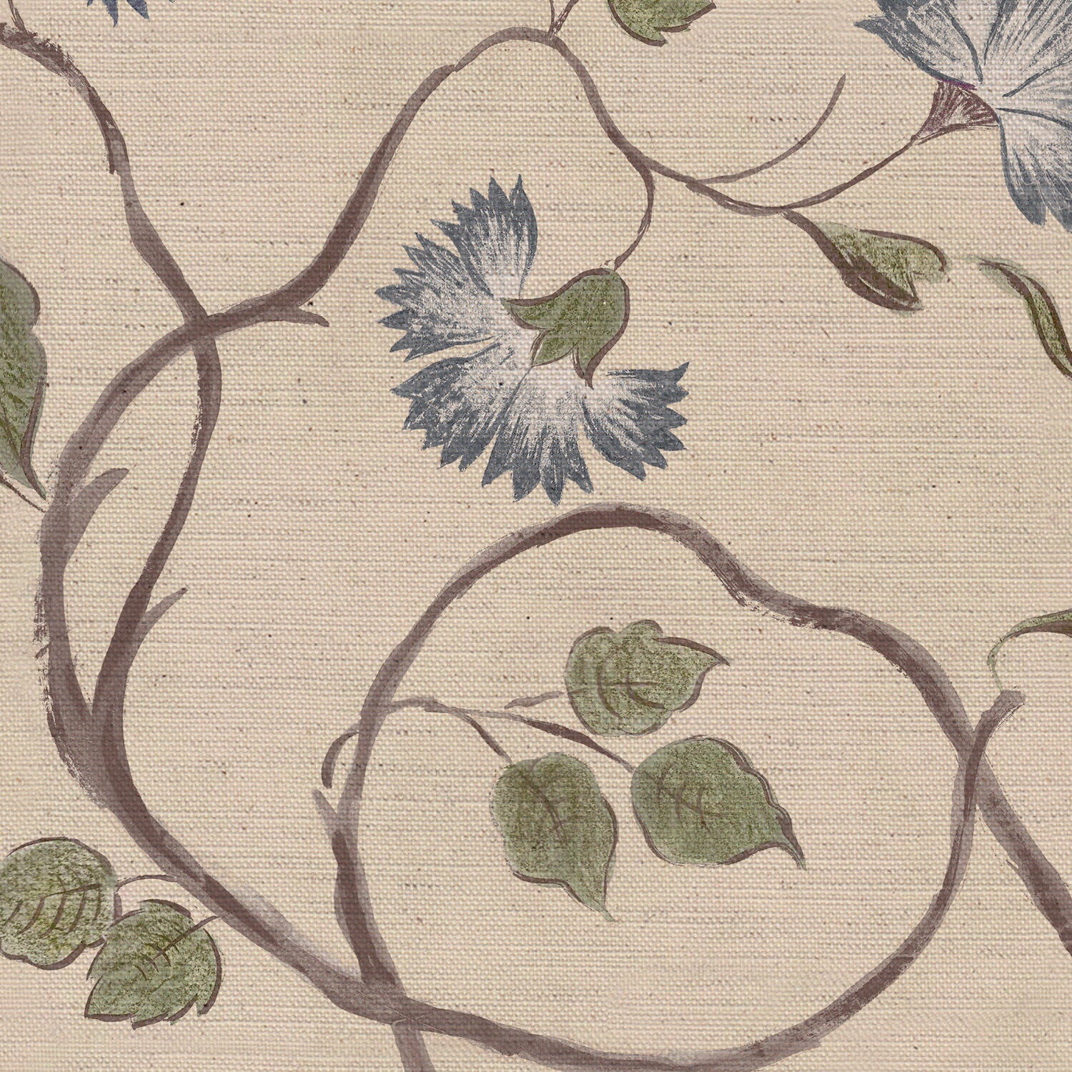 CW: Cream ground blue and green | BASE: Natural Luxury Linen | HERO