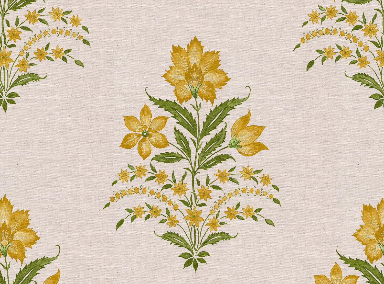 CW: Yellow and green white ground | BASE: Mercia Linen