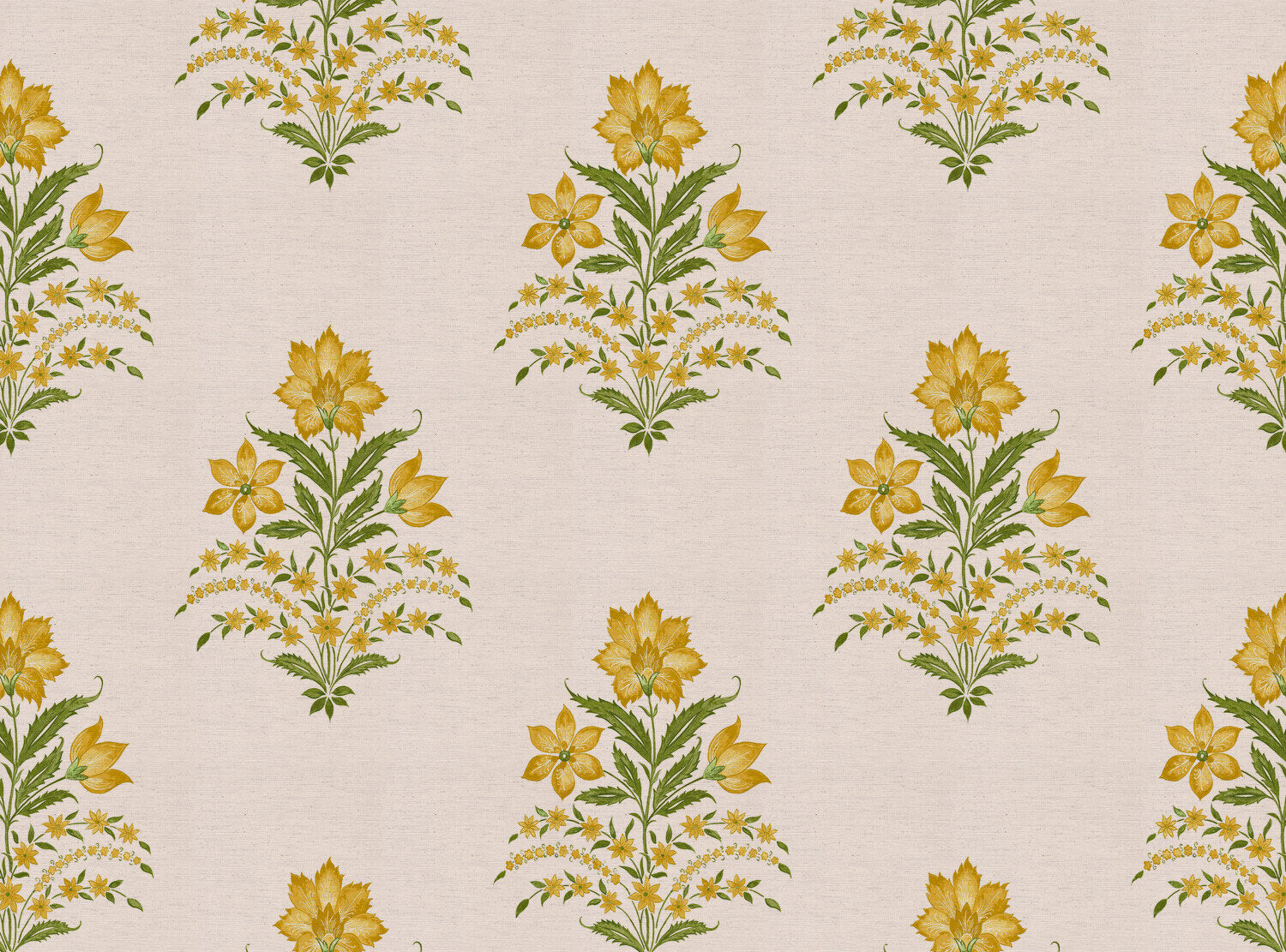 CW: Yellow and green white ground | BASE: Natural Luxury Linen