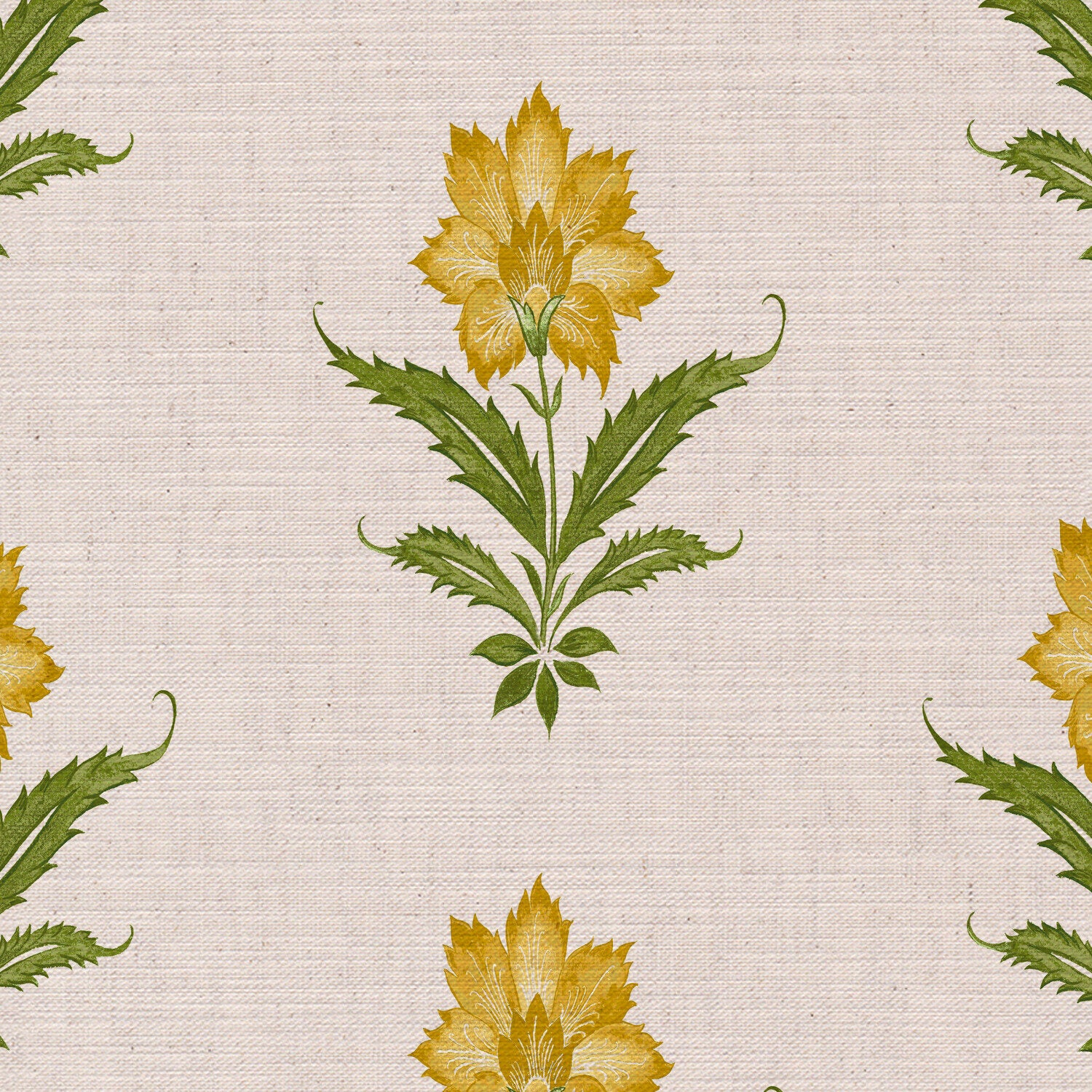 CW: Yellow and green white ground | BASE: Mercia Linen | HERO
