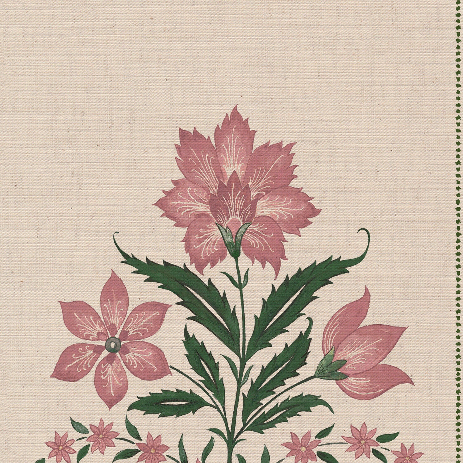 CW: Soft pink and racing green | BASE: Mercia Linen | HERO