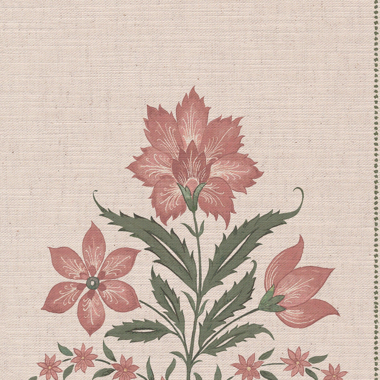CW: Soft putty pink and grey green | BASE: Mercia Linen | HERO