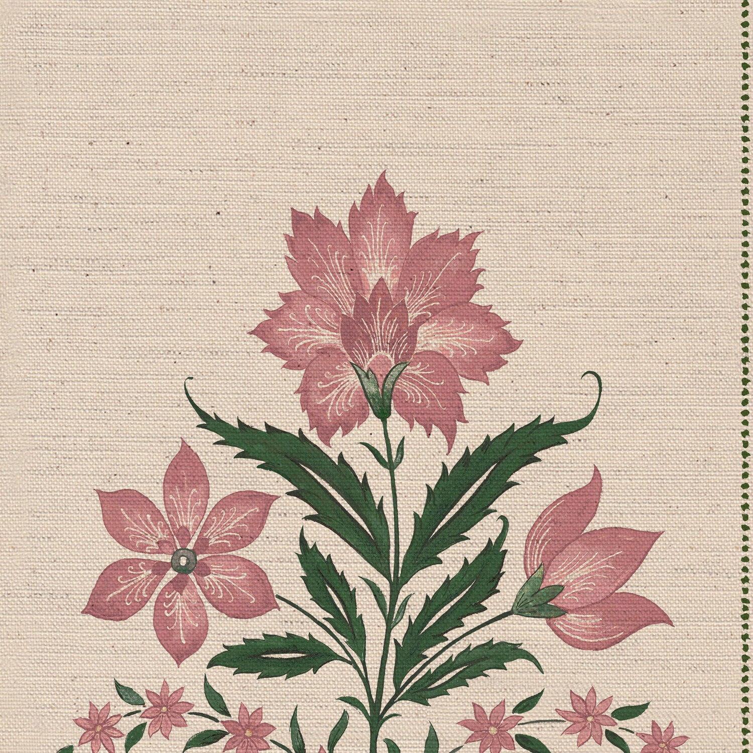 CW: Soft pink and racing green | BASE: Natural Luxury Linen | HERO