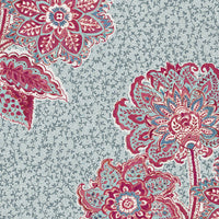 Pinky red and blue with blue intricate background