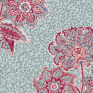 Pinky red and blue with blue intricate background