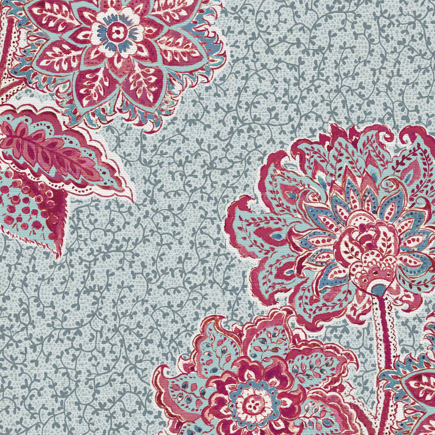 CW: Pinky red and blue with blue intricate background | BASE: Luxury Linen | HERO