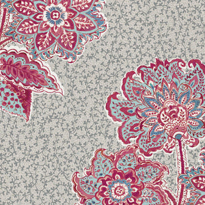 Pinky red and blue with grey blue intricate background