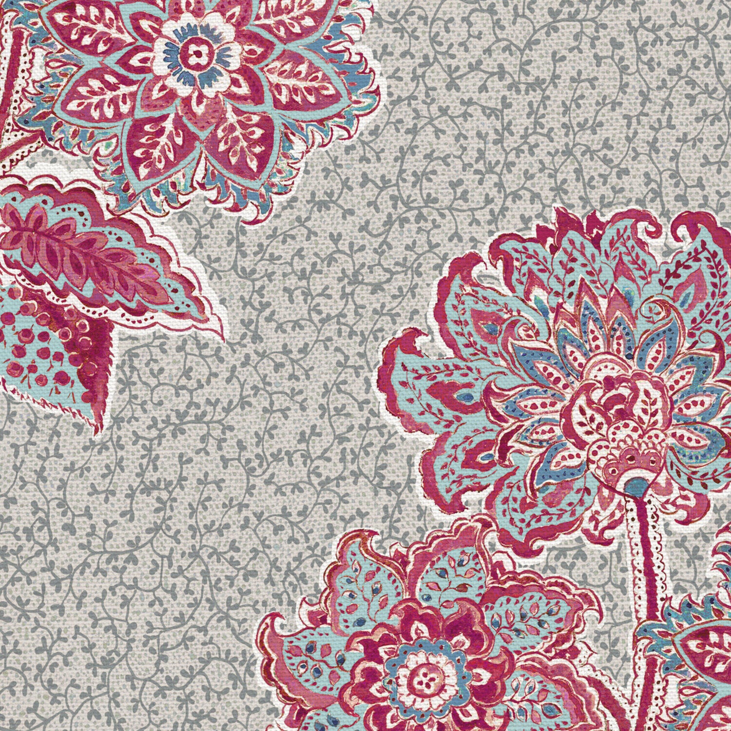 CW: Pinky red and blue with grey blue intricate background | BASE: Luxury Linen | HERO