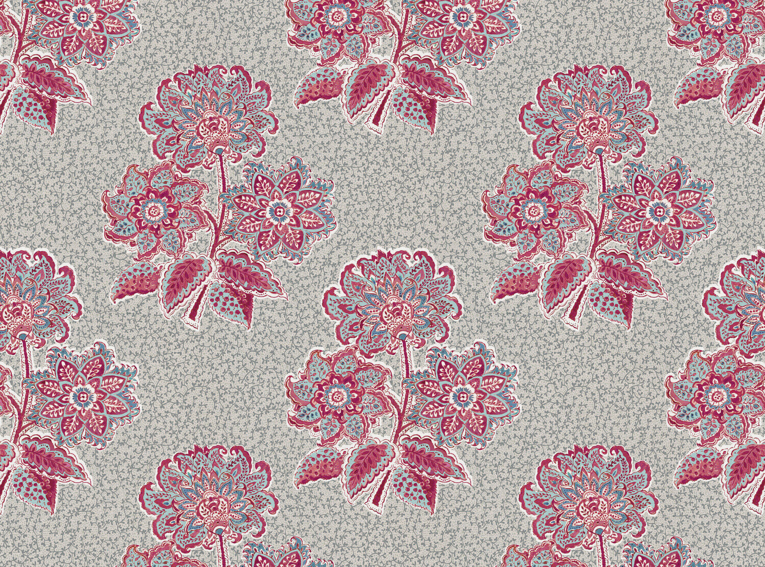 CW: Pinky red and blue with grey blue intricate background | BASE: Luxury Linen