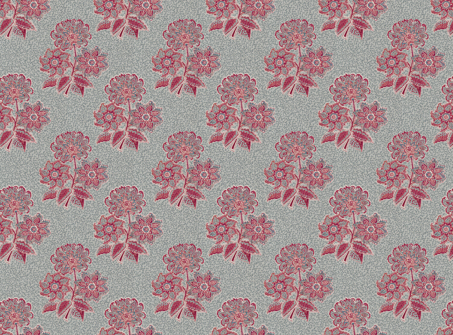 CW: Pinky red and blue with blue intricate background | BASE: Mercia Linen