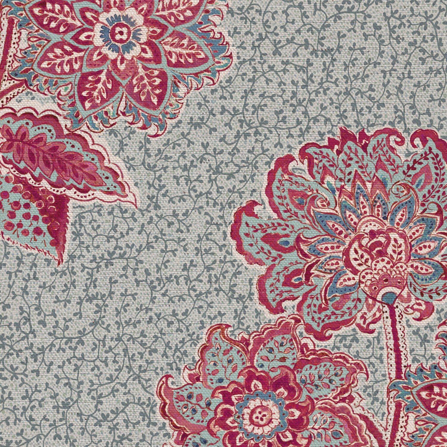 CW: Pinky red and blue with blue intricate background | BASE: Natural Luxury Linen | HERO