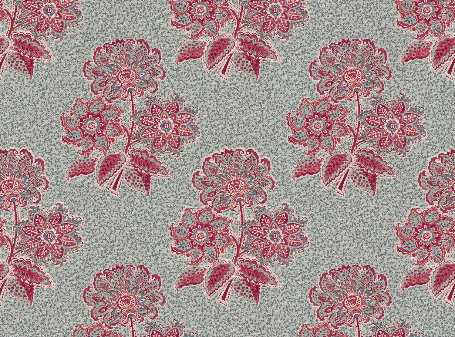 CW: Pinky red and blue with blue intricate background | BASE: Natural Luxury Linen
