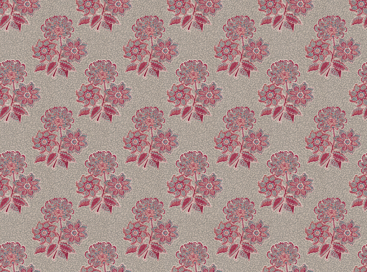 CW: Pinky red and blue with grey blue intricate background | BASE: Natural Luxury Linen