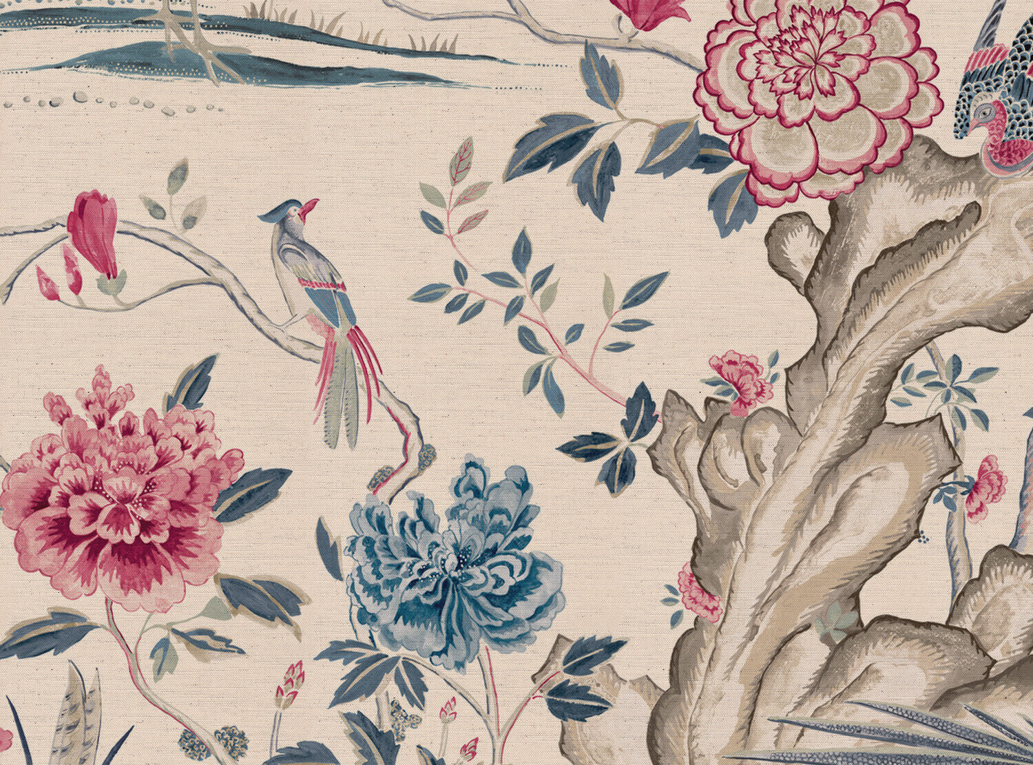 CW: Pinky red and blue light ground | BASE: Natural Luxury Linen