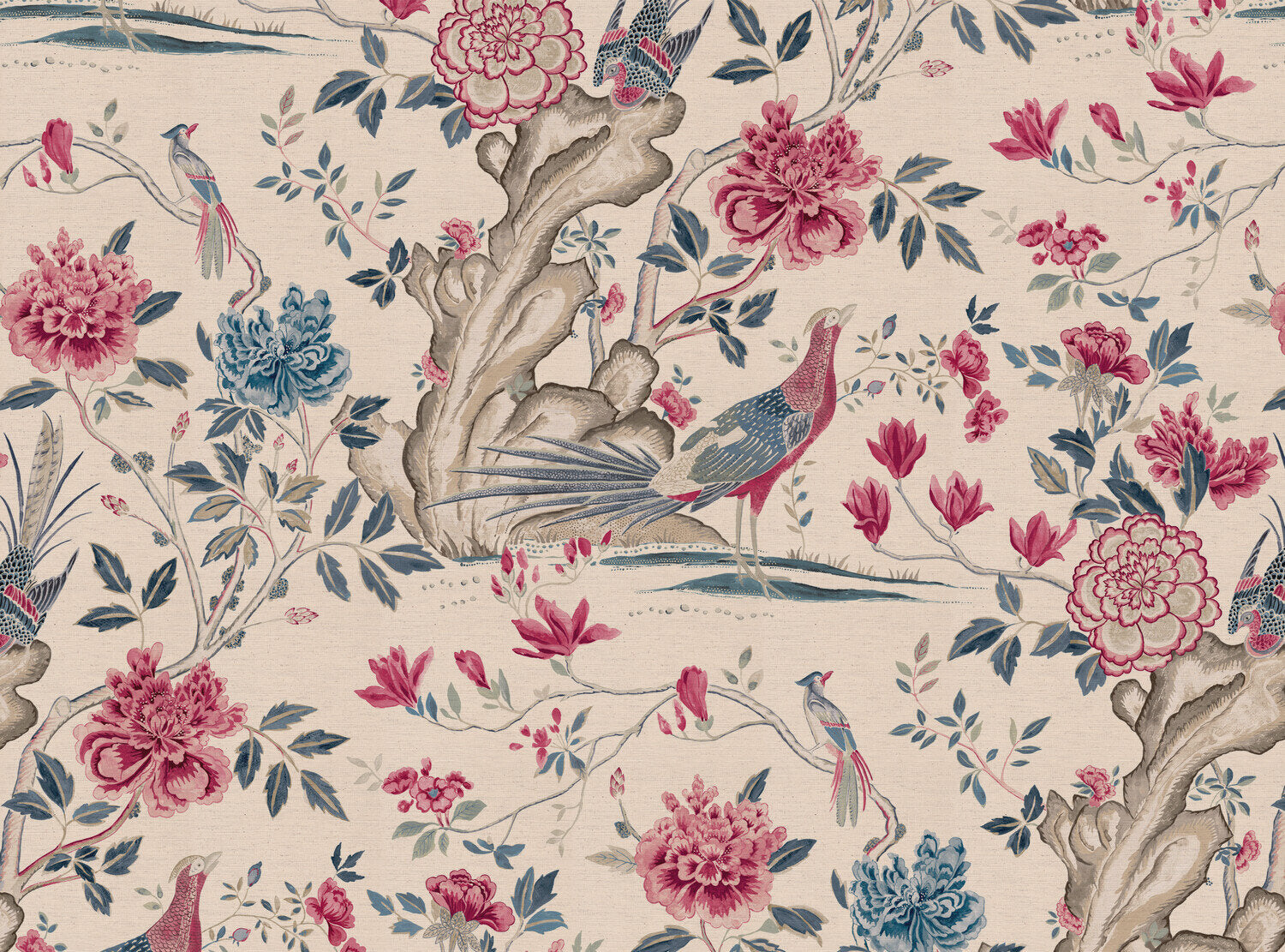 CW: Pinky red and blue light ground | BASE: Natural Luxury Linen