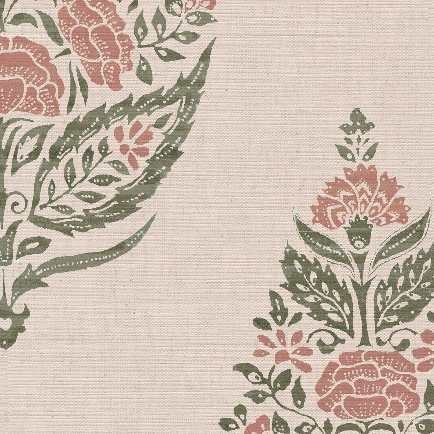 CW: Soft putty pink and grey green | BASE: Mercia Linen | HERO