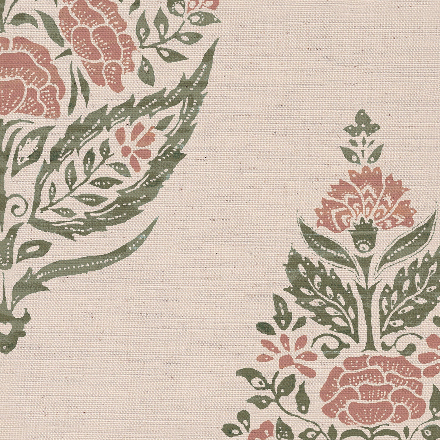 CW: Soft putty pink and grey green | BASE: Natural Luxury Linen | HERO