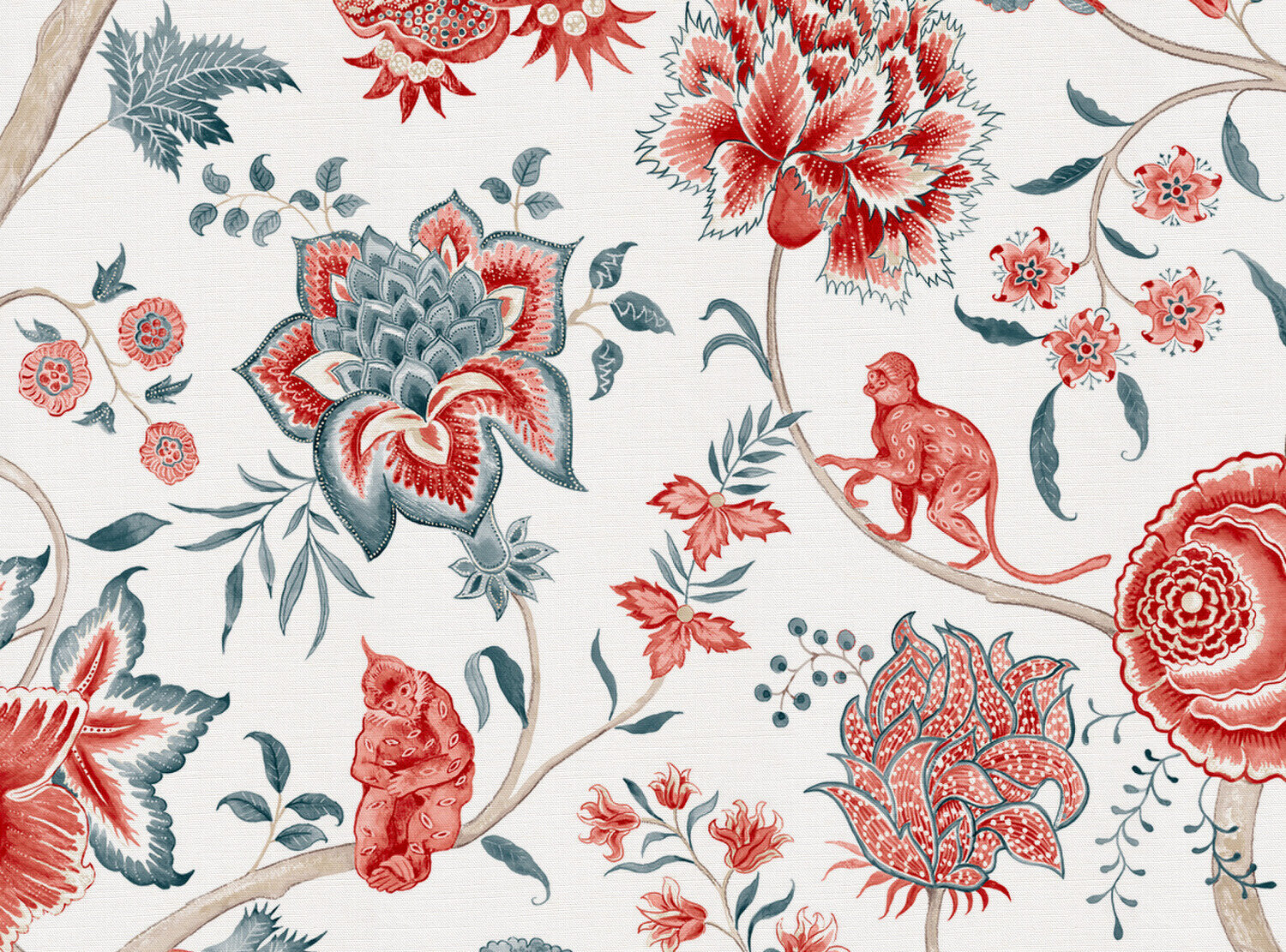 CW: Coral and grey blue white ground | BASE: Luxury Linen