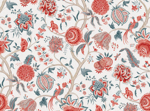 Coral and grey blue white ground