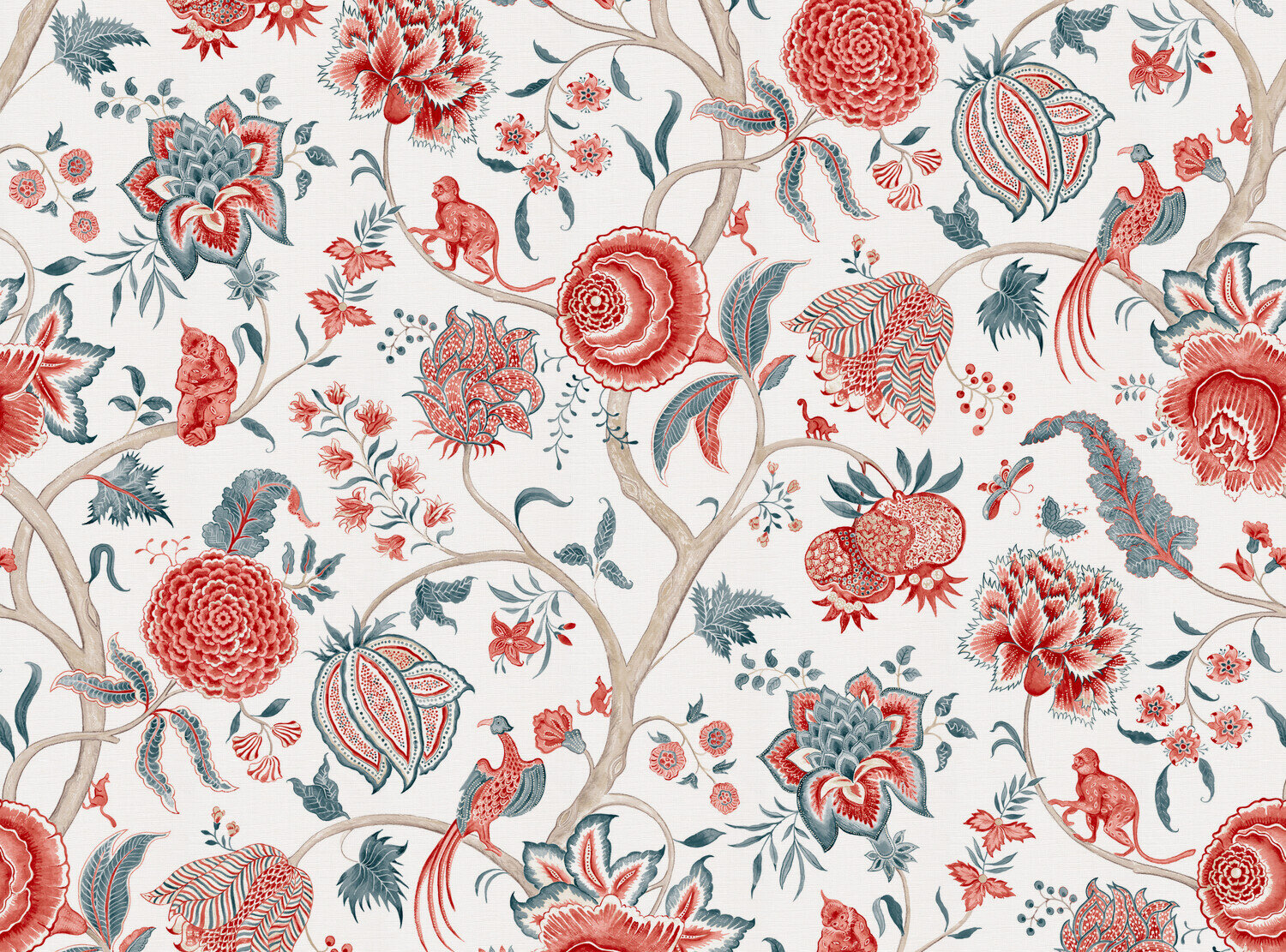 CW: Coral and grey blue white ground | BASE: Luxury Linen