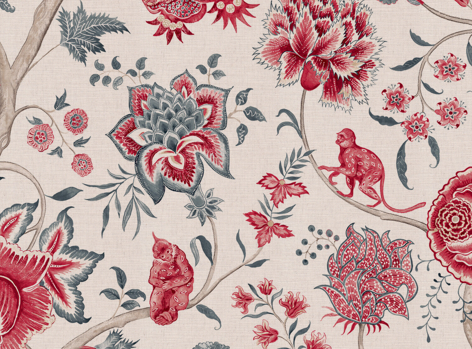 CW: Deep warm red and grey blue | BASE: Mercia Linen