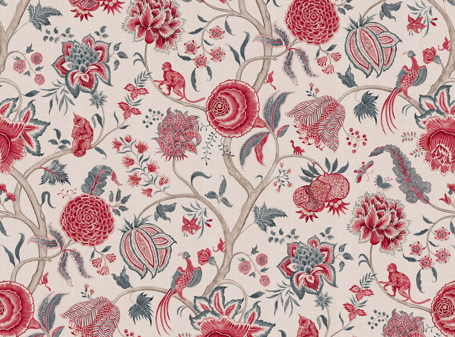 CW: Deep warm red and grey blue | BASE: Mercia Linen