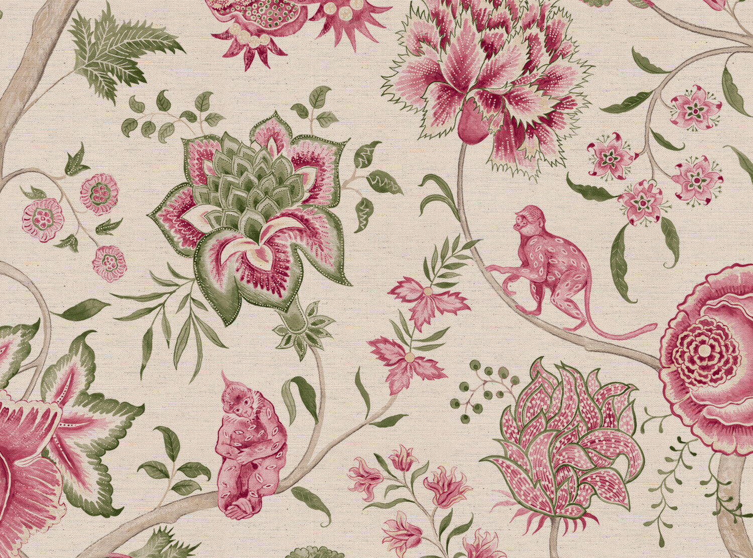 CW: Carmine pink and green | BASE: Natural Luxury Linen