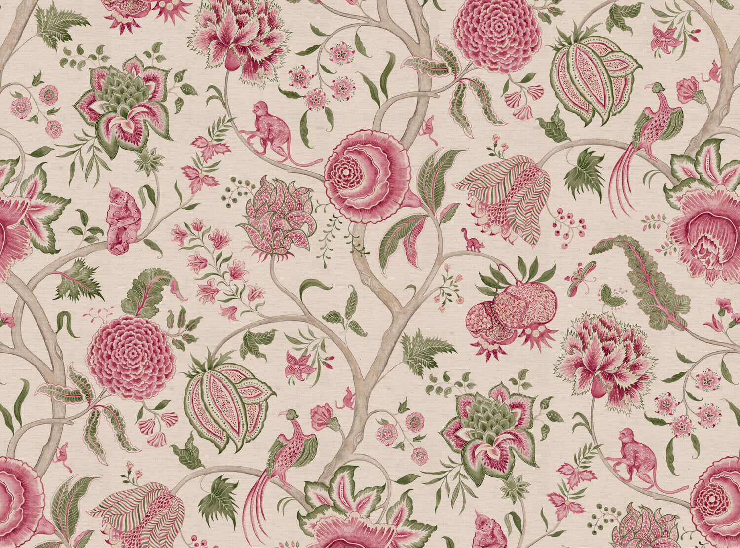CW: Carmine pink and green | BASE: Natural Luxury Linen