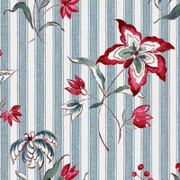 Deep red green and blue with blue ticking stripe