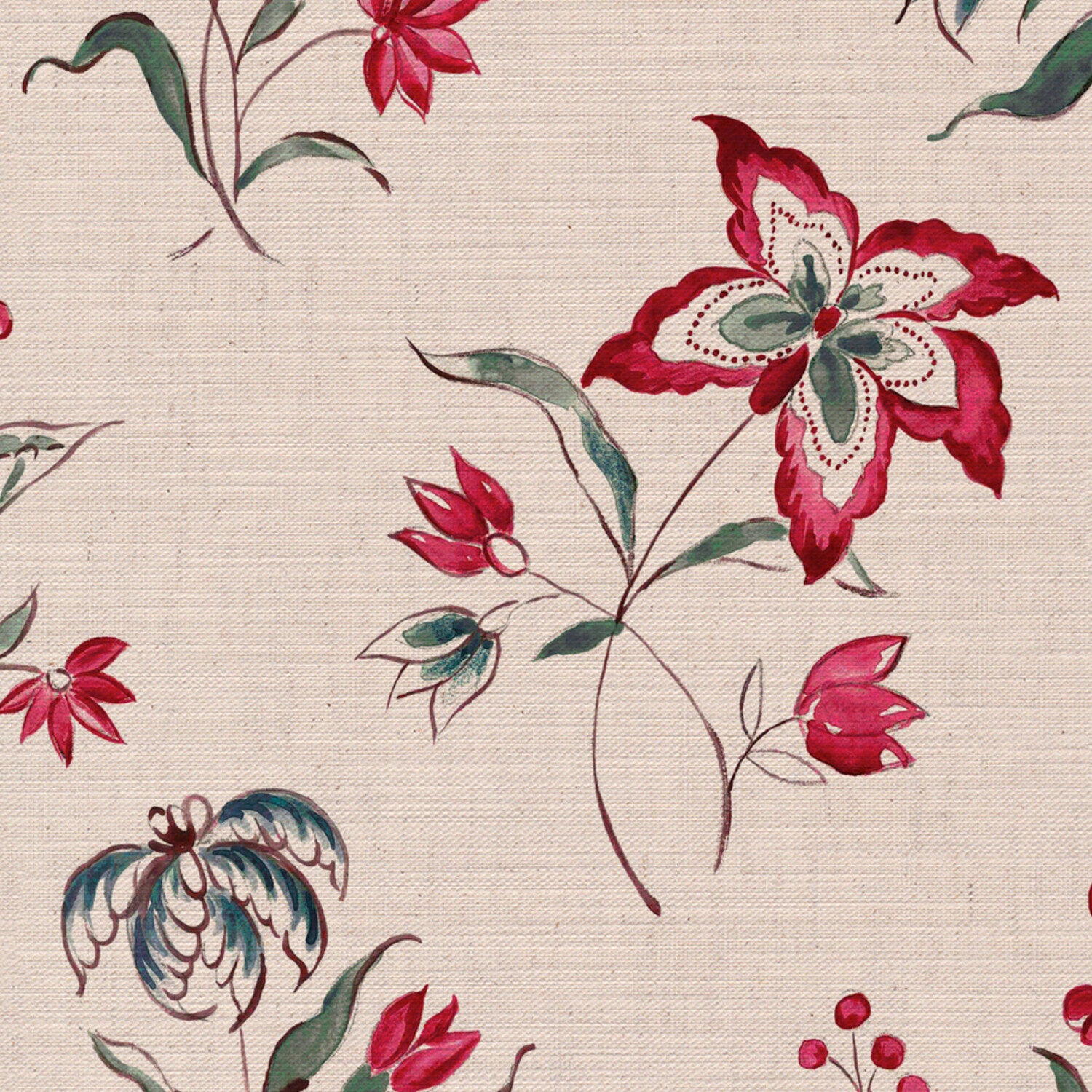 CW: Warm red green and blue | BASE: Mercia Linen | HERO