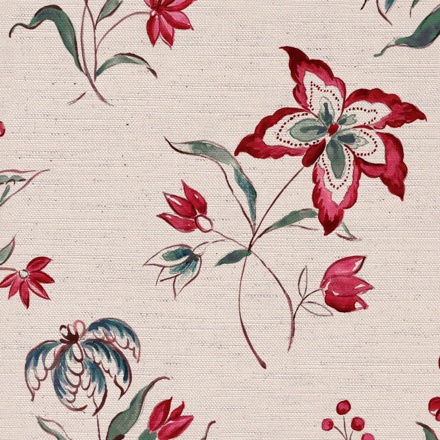 CW: Deep red green and blue | BASE: Natural Luxury Linen | HERO