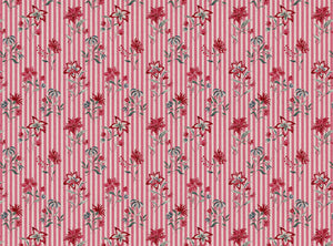 Deep red green and blue with red ticking stripe
