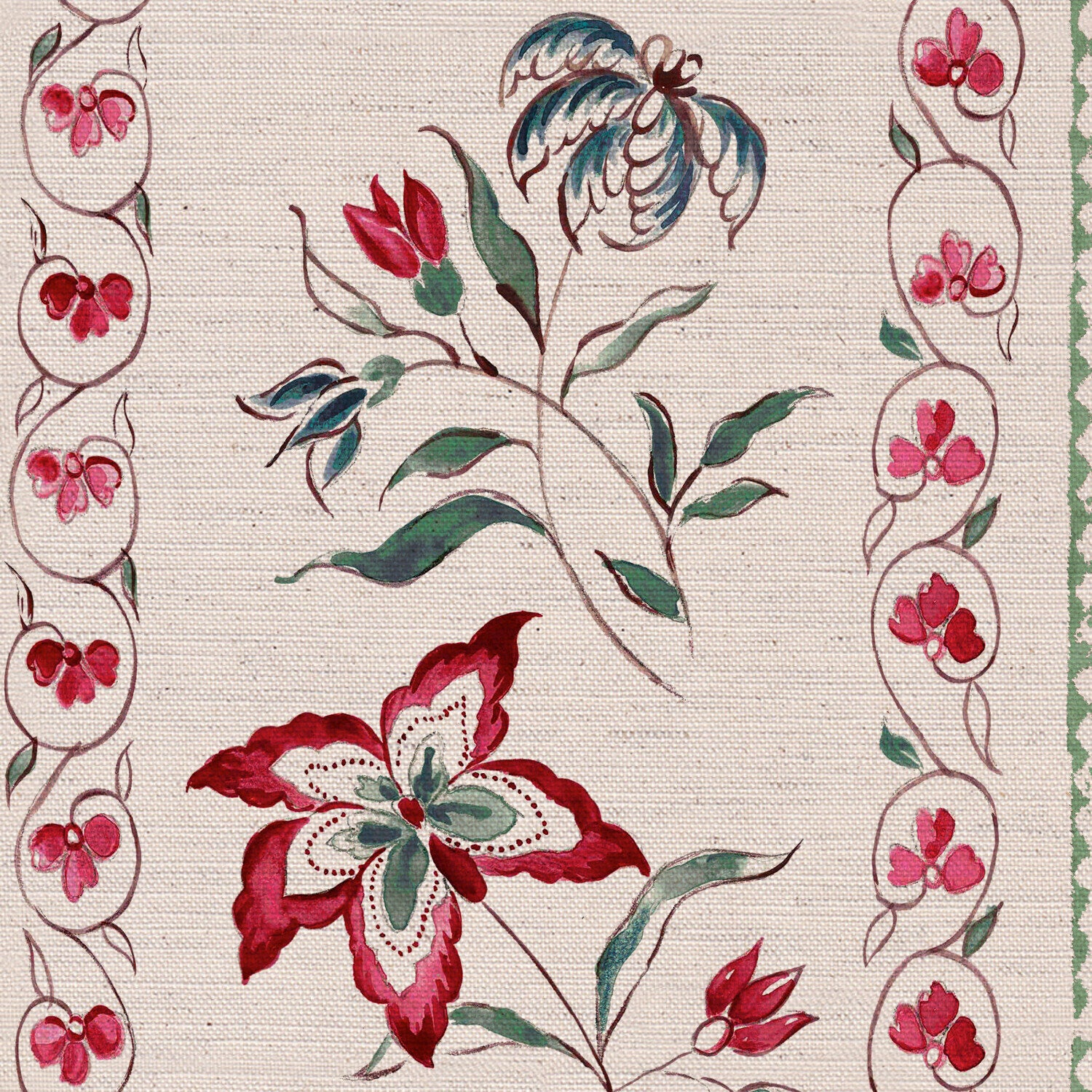 CW: Deep red blue and green | BASE: Natural Luxury Linen | HERO