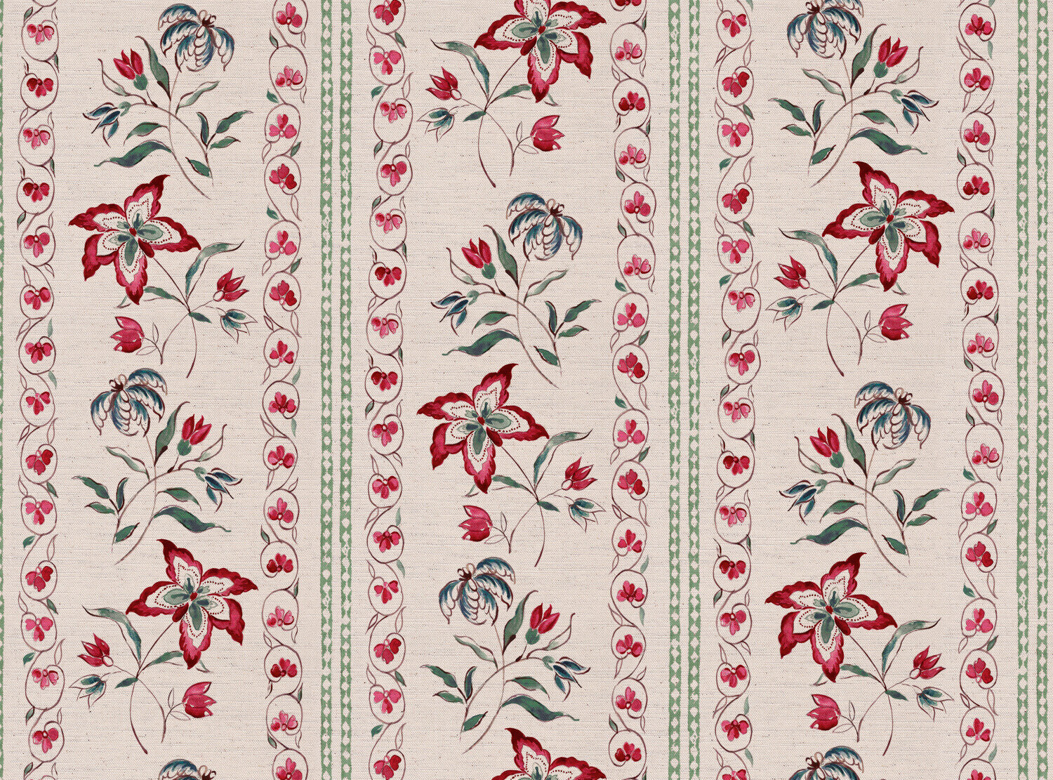 CW: Deep red blue and green | BASE: Natural Luxury Linen
