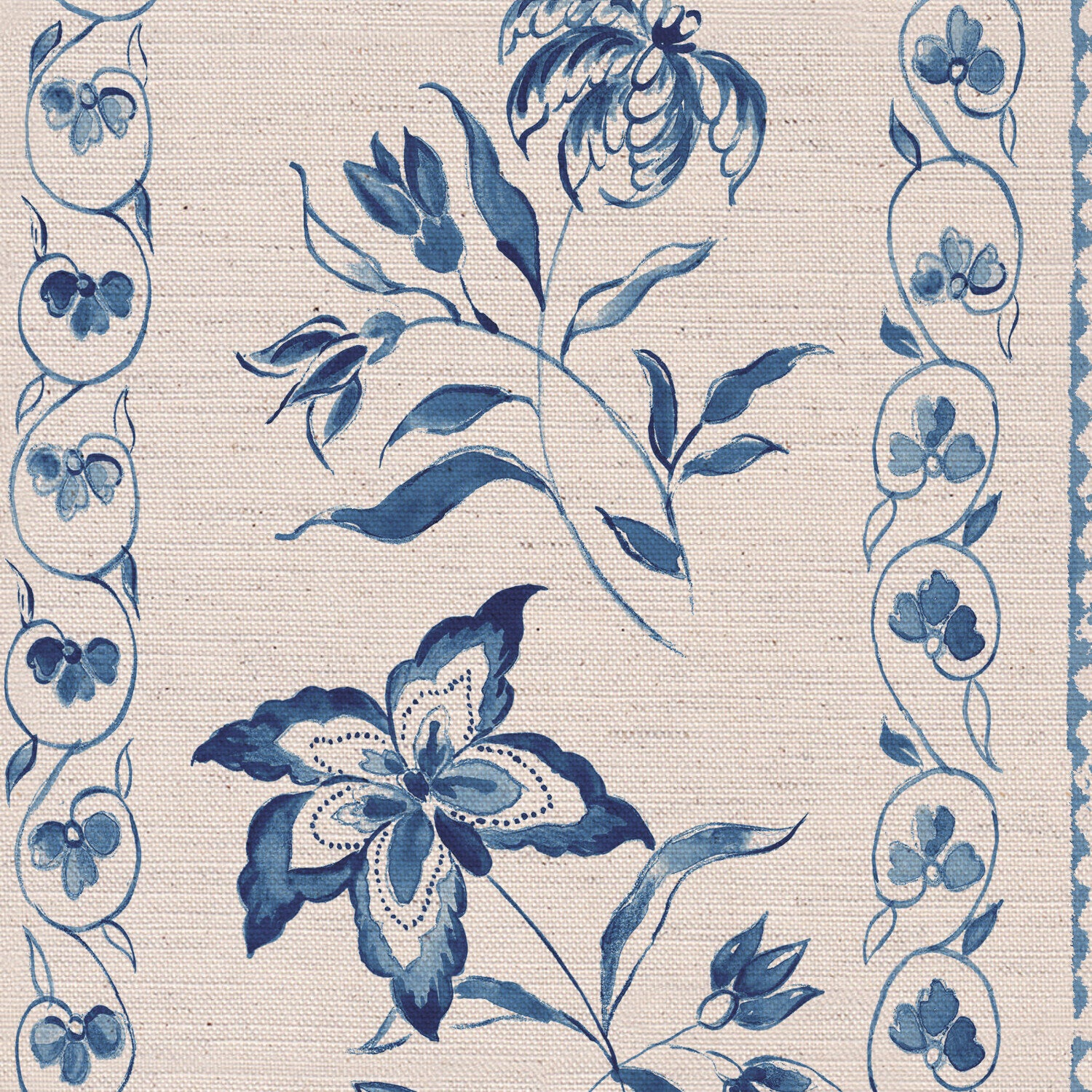CW: Toile blue | BASE: Natural Luxury Linen | HERO