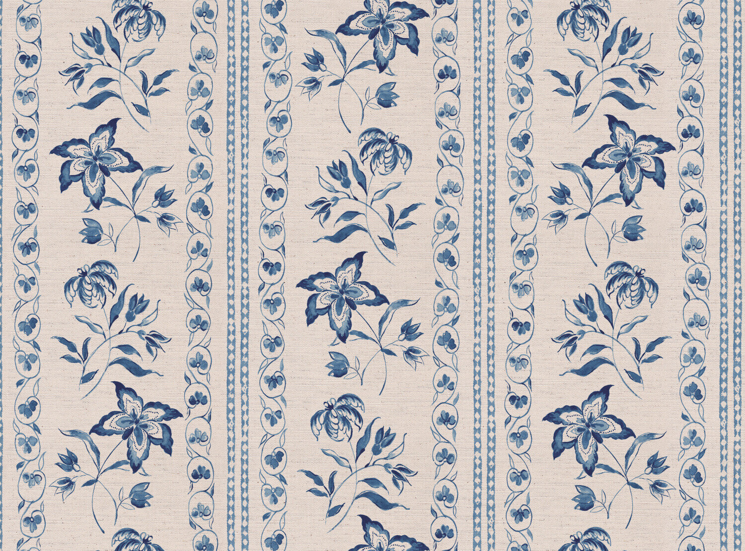 CW: Toile blue | BASE: Natural Luxury Linen