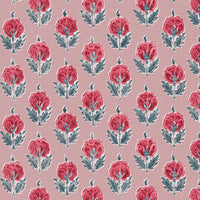 Warm red and blue soft pink ground