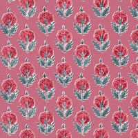 Warm red and blue with red pink ground