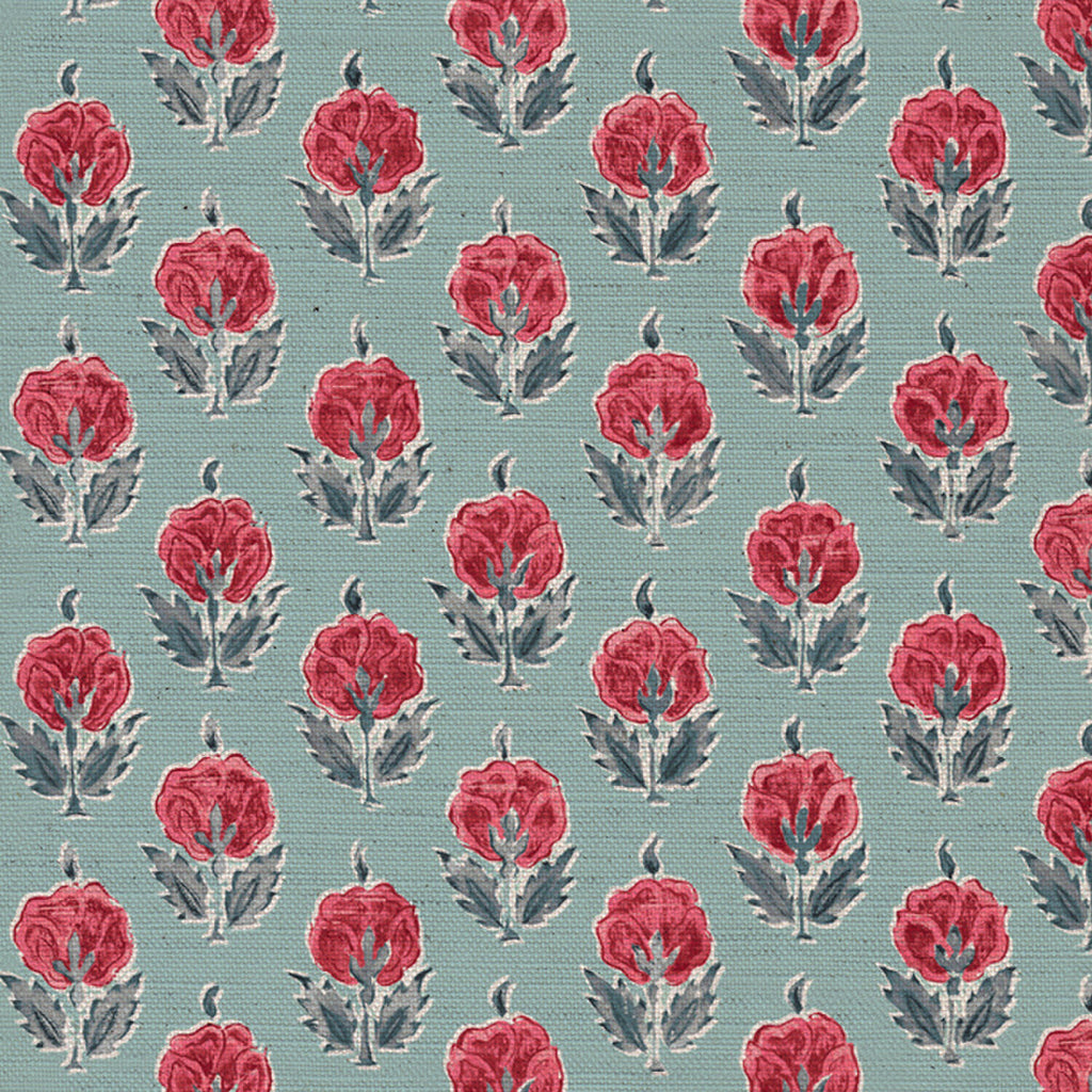 CW: Warm red and blue soft grey blue ground | BASE: Mercia Linen & Natural Luxury Linen | HERO