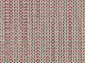 Warm red and blue soft sage ground
