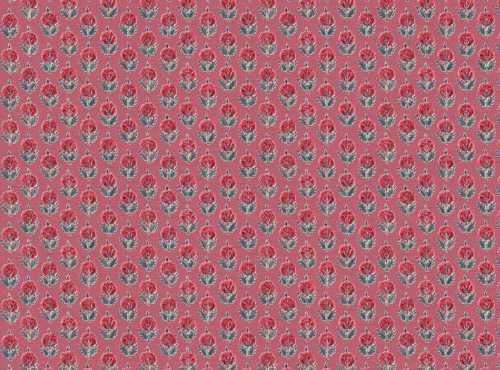 CW: Warm red and blue with red pink ground | BASE: Mercia Linen & Natural Luxury Linen