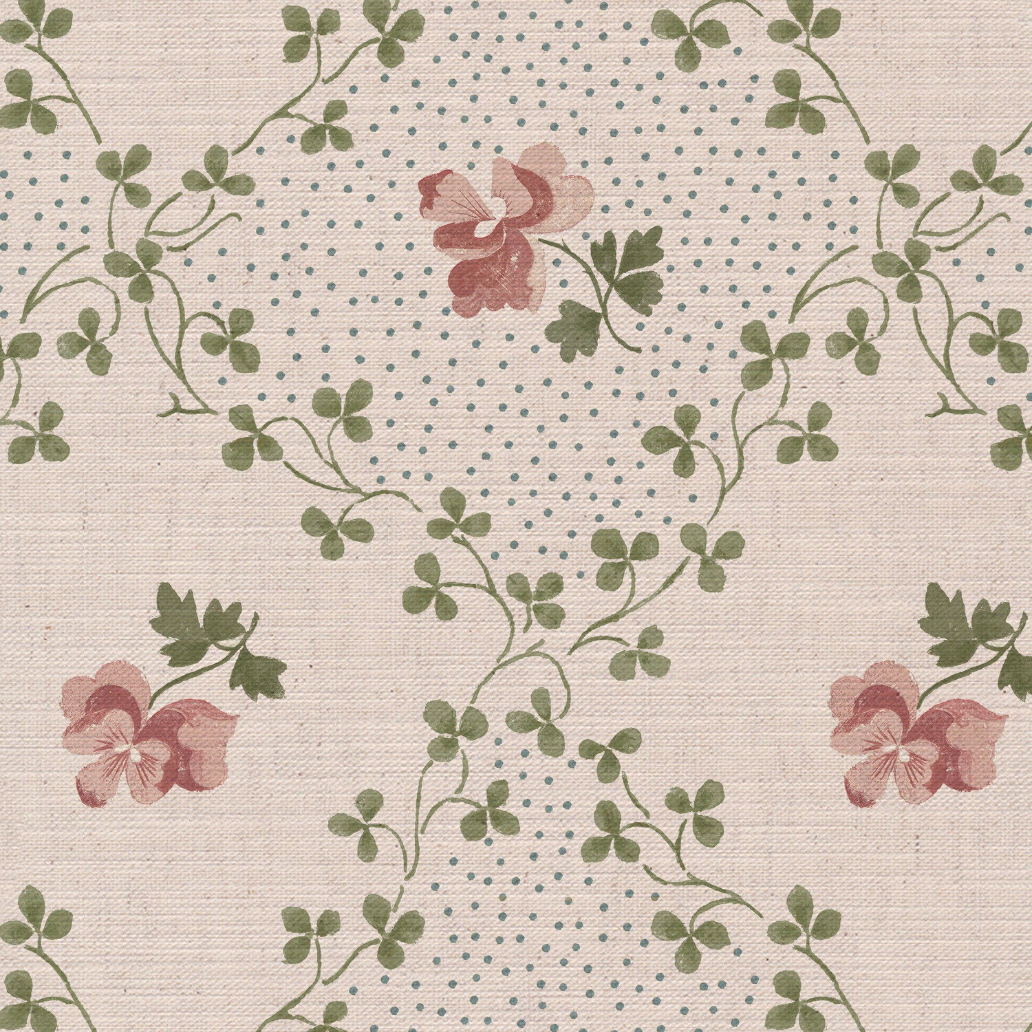 CW: Soft putty pink and green | BASE: Mercia Linen | HERO